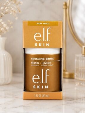 e.l.f. SKIN Bronzing Drops Pure Gold 30mL NEW Sealed Glow Booster